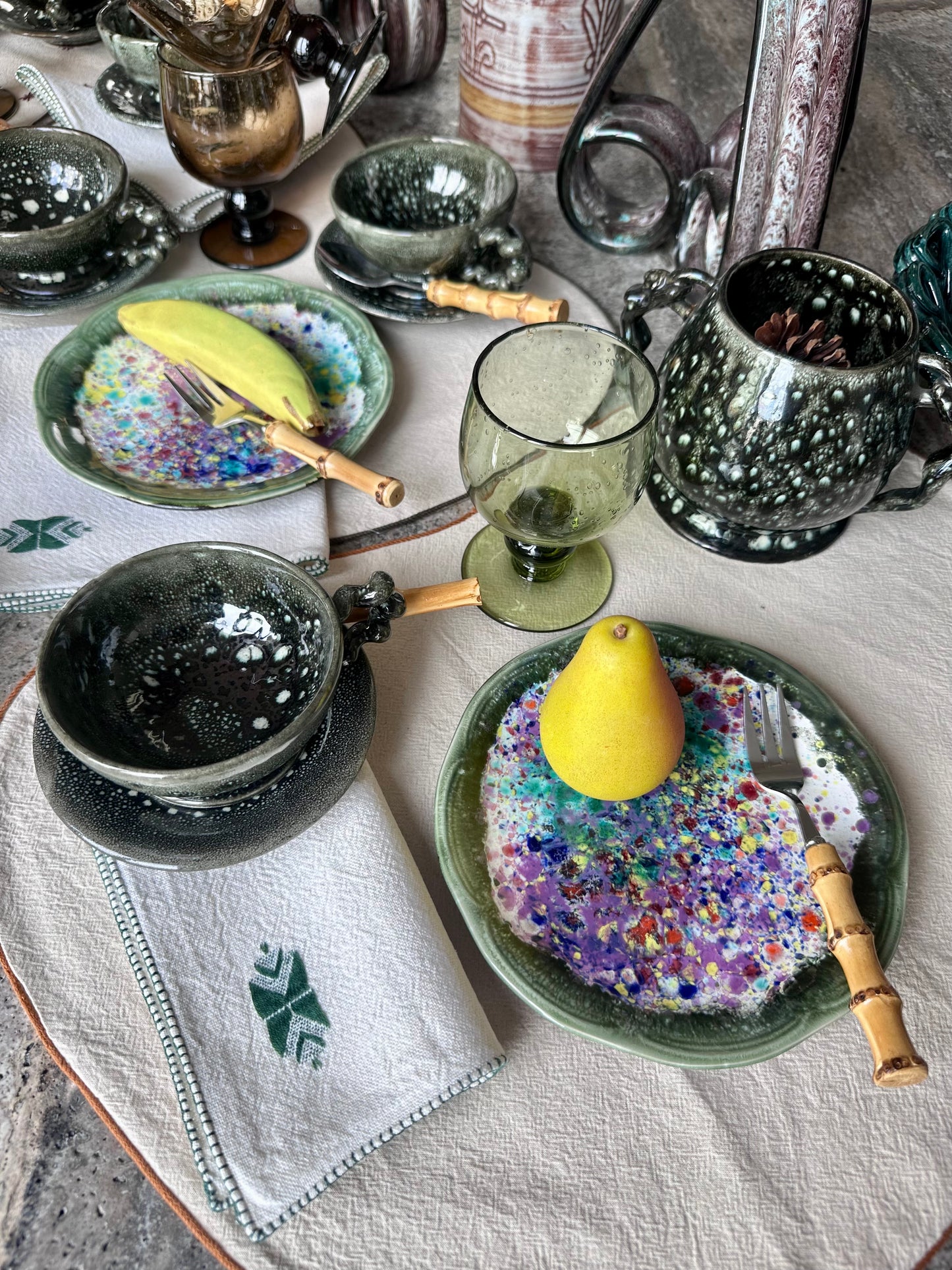 Verres ballon bulles vintage