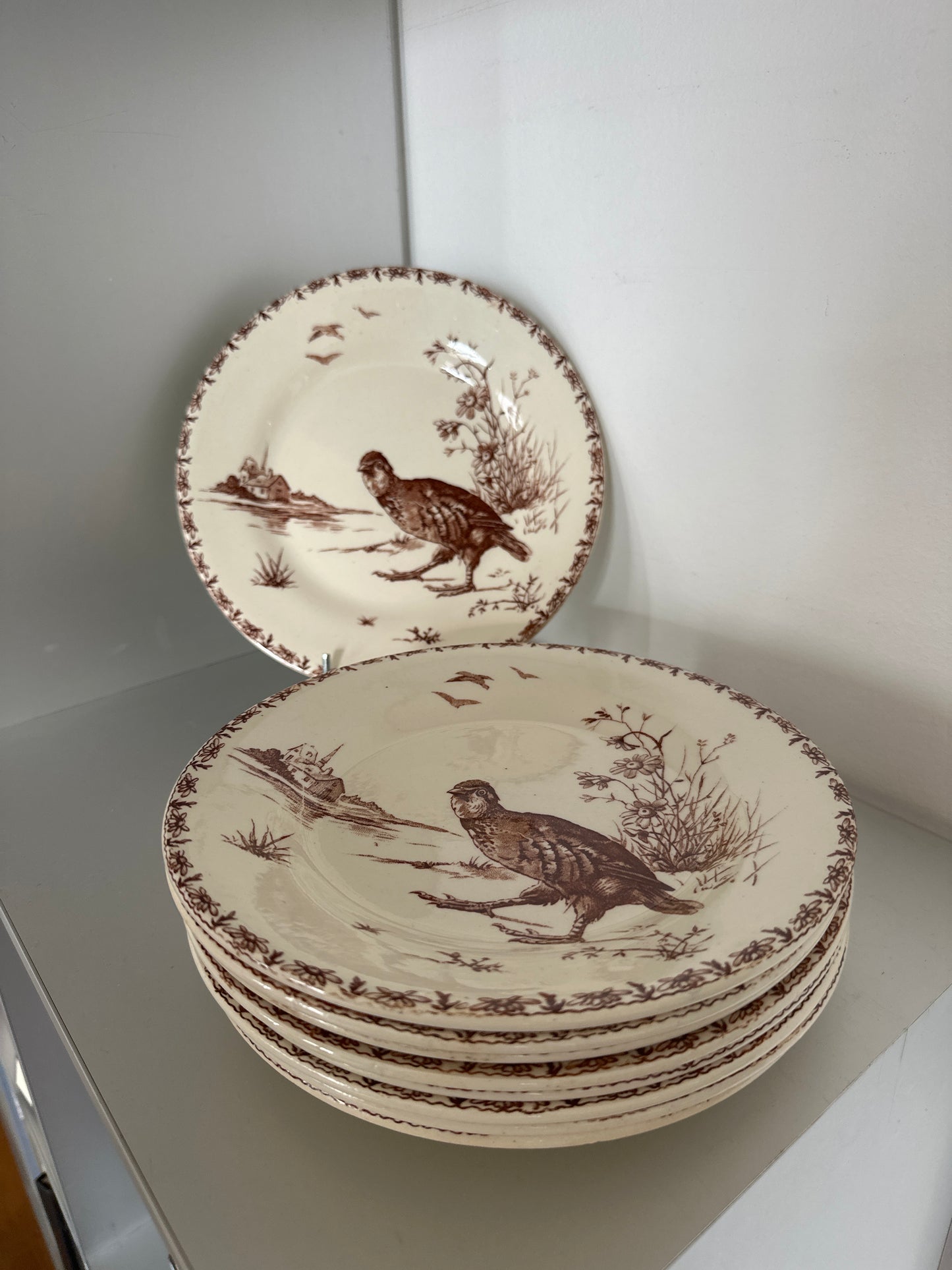 Assiettes Gien Perdrix (9pcs)