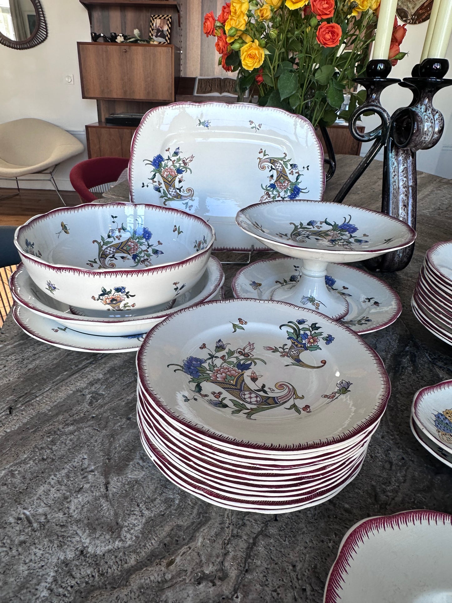 Service de table Sarreguemines 1928 Cornes d'abondance
