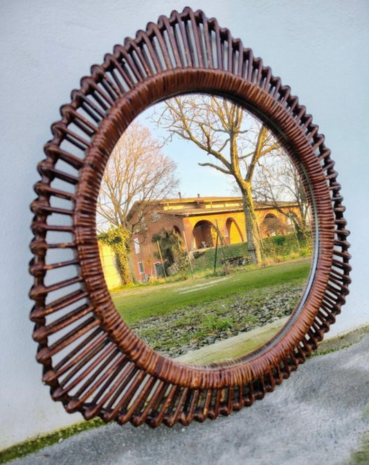 Miroir en rotin . Italie. 1960