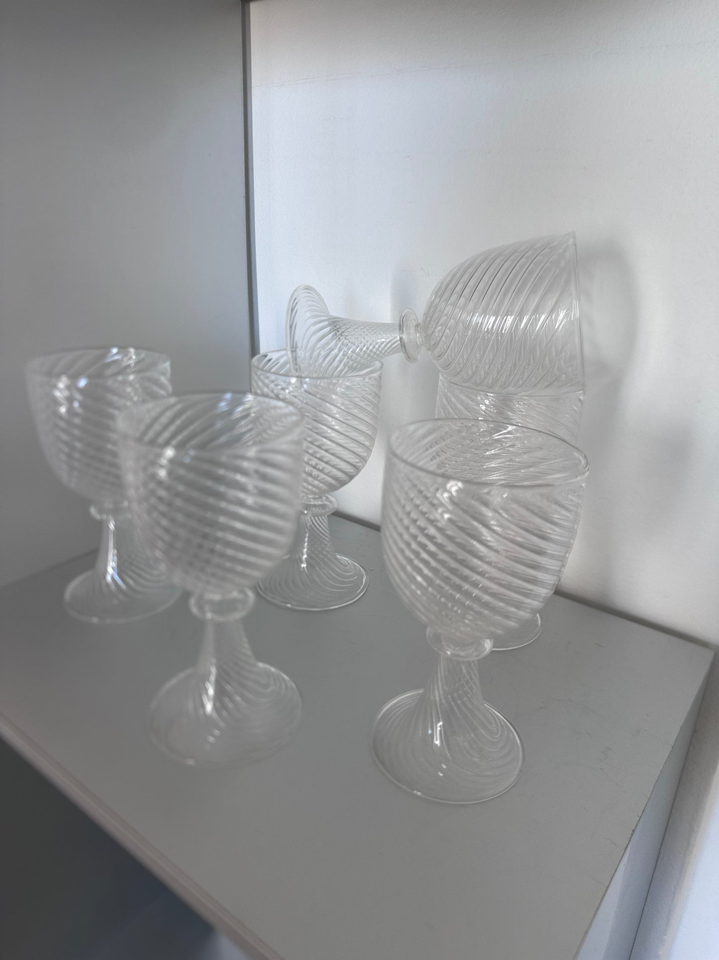 6 verres pied  vintage italiens