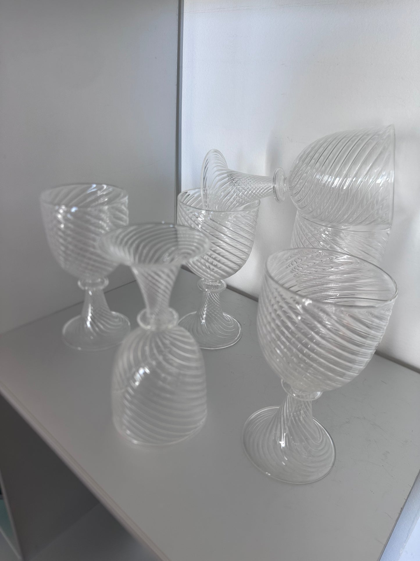 6 verres pied  vintage italiens