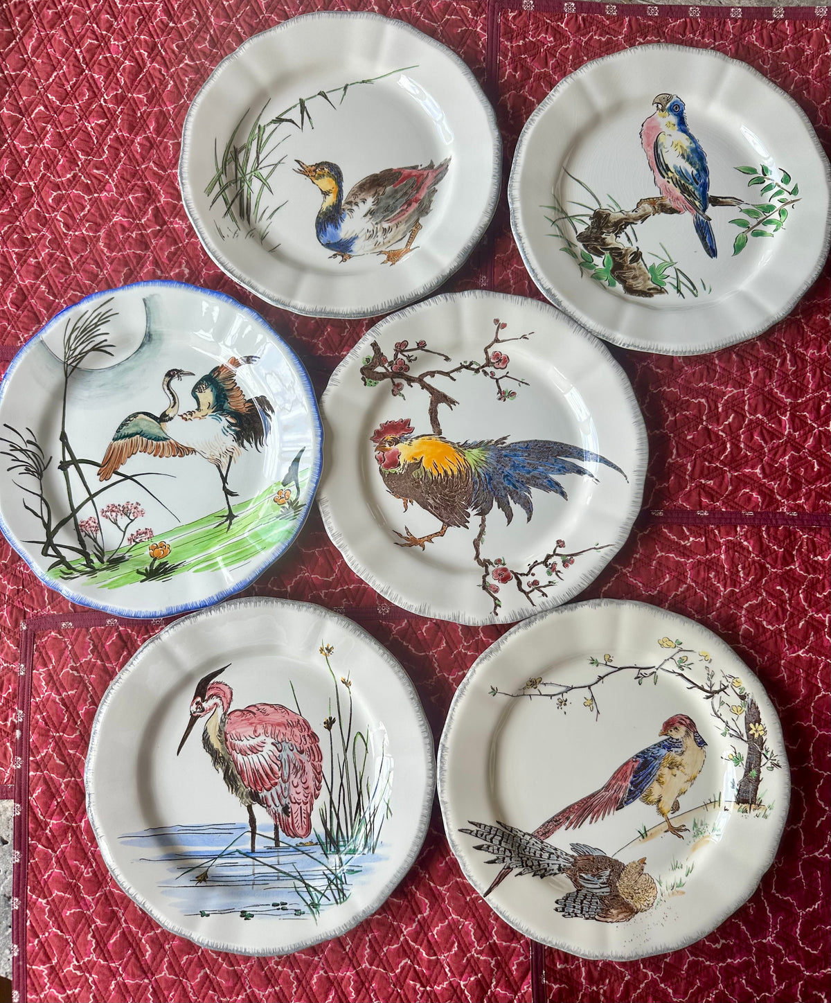 Assiettes plates Gien les grands oiseaux