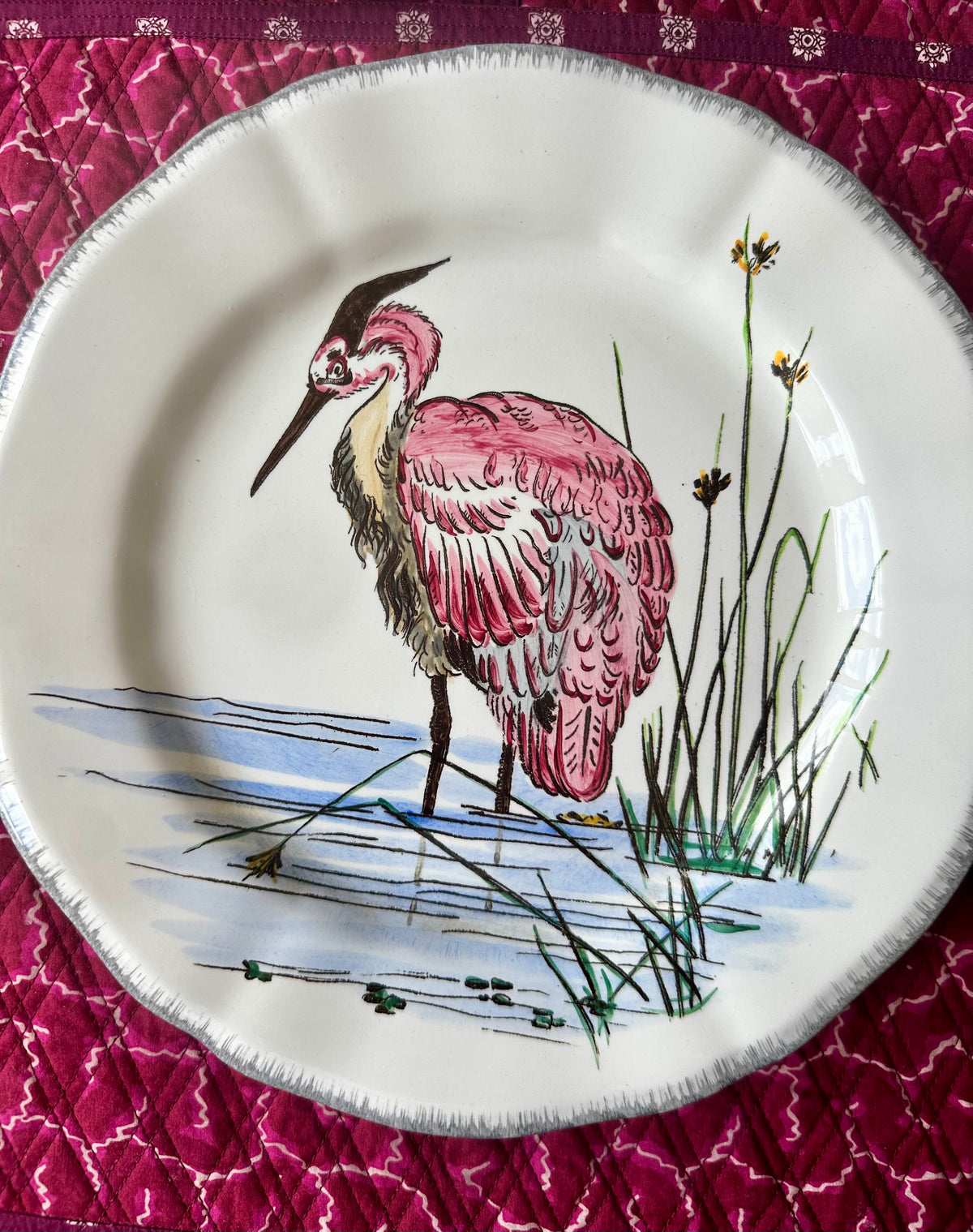 Assiettes plates Gien les grands oiseaux