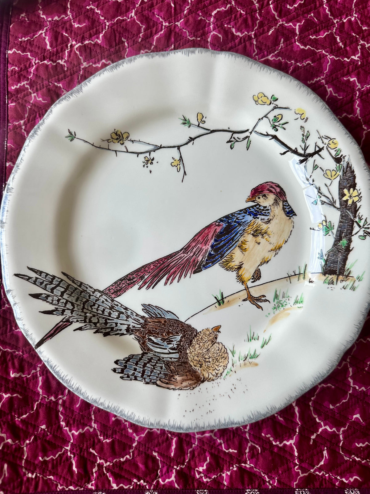 Assiettes plates Gien les grands oiseaux