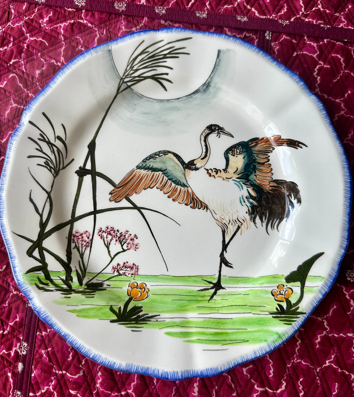 Assiettes plates Gien les grands oiseaux