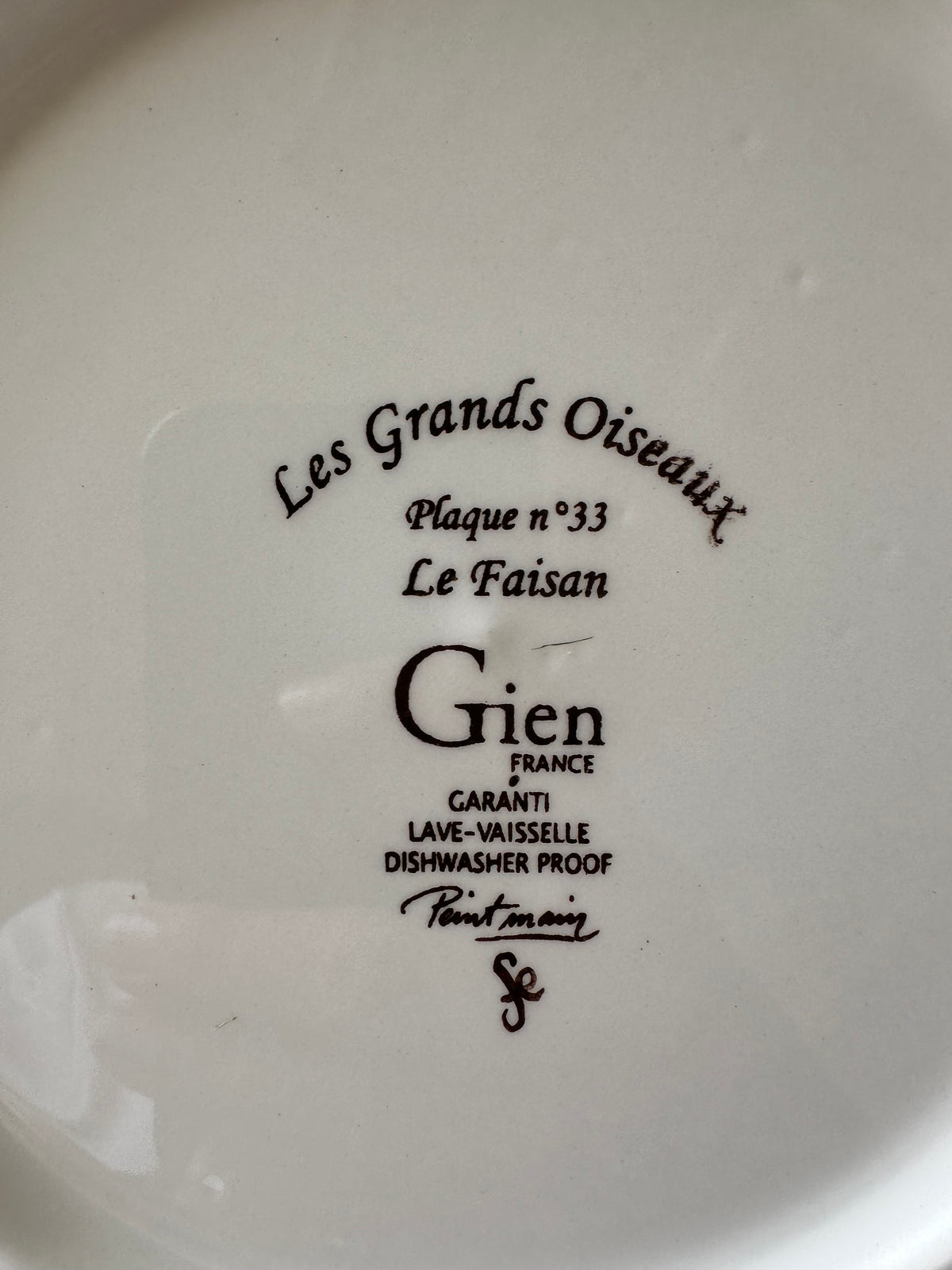 Assiettes plates Gien les grands oiseaux