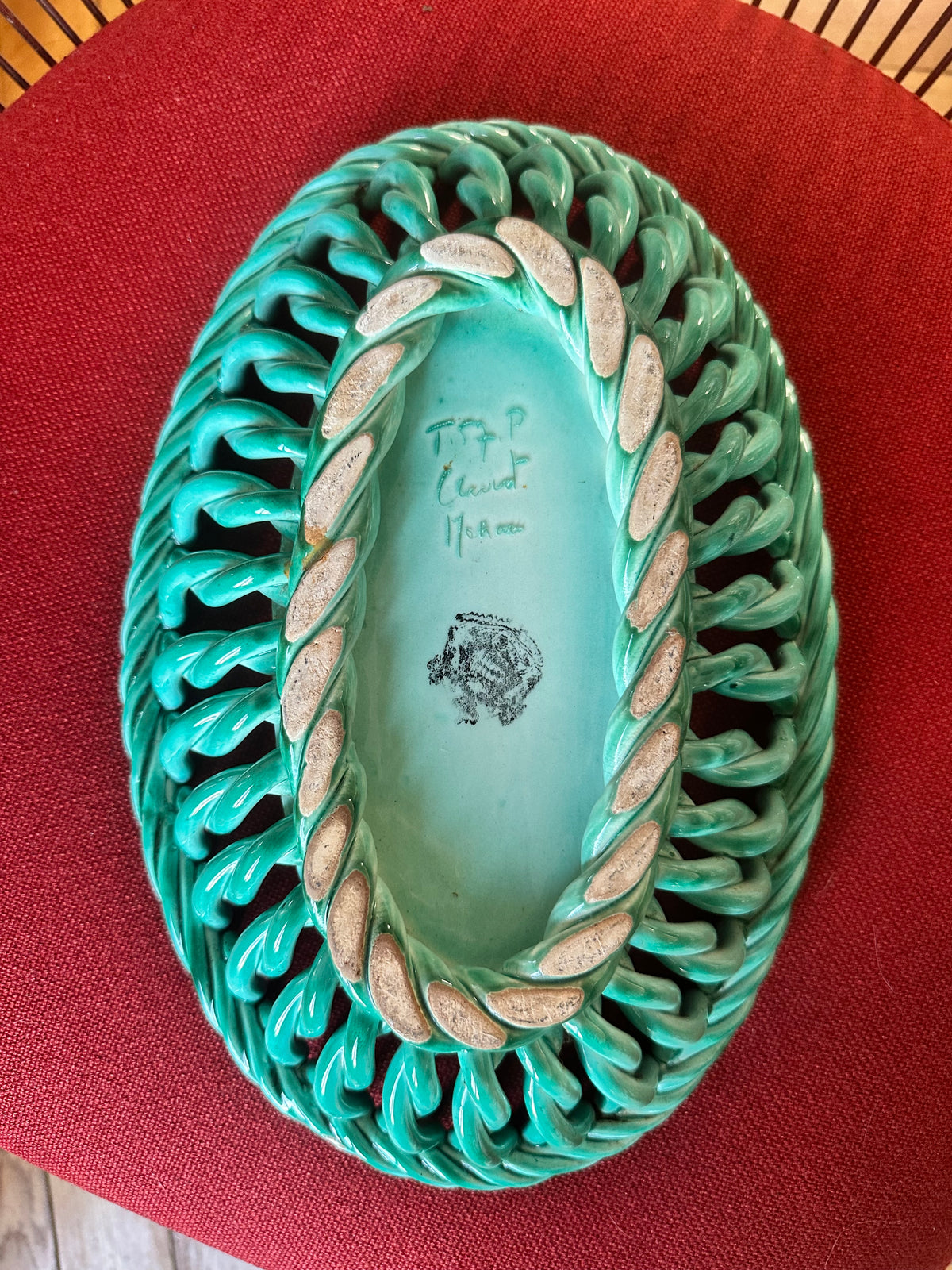 Coupe tressée en céramique vintage