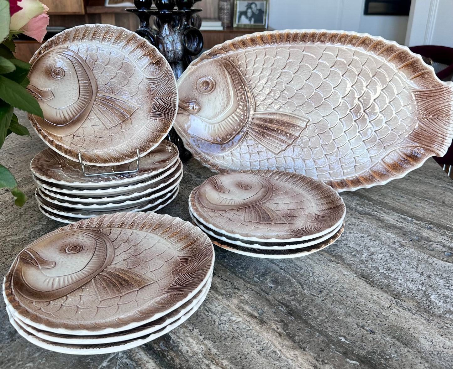 Service à poisson vintage Sarreguemine