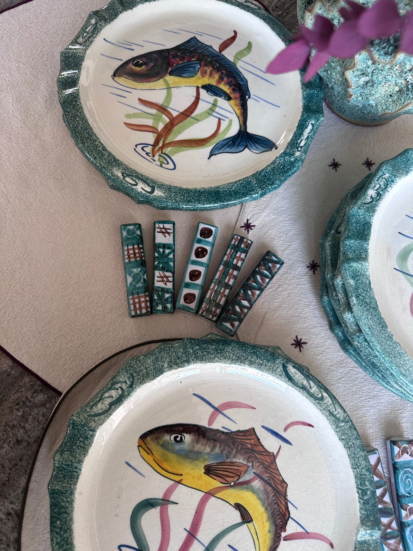 ASSIETTES VALLAURIS MOTIF POISSONS