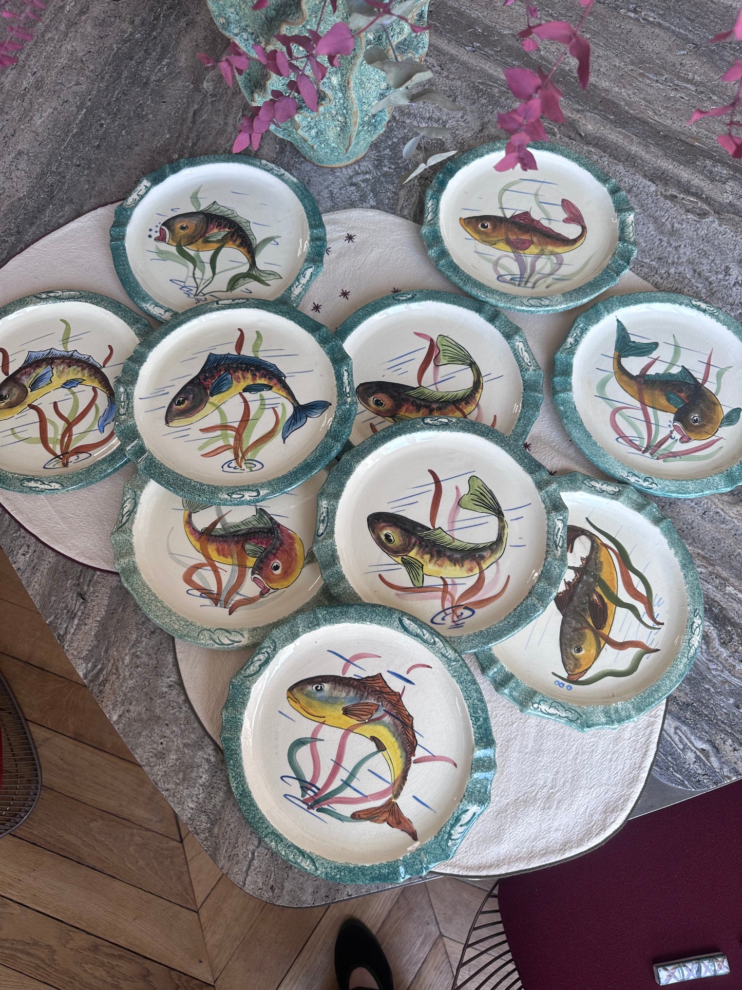 ASSIETTES VALLAURIS MOTIF POISSONS