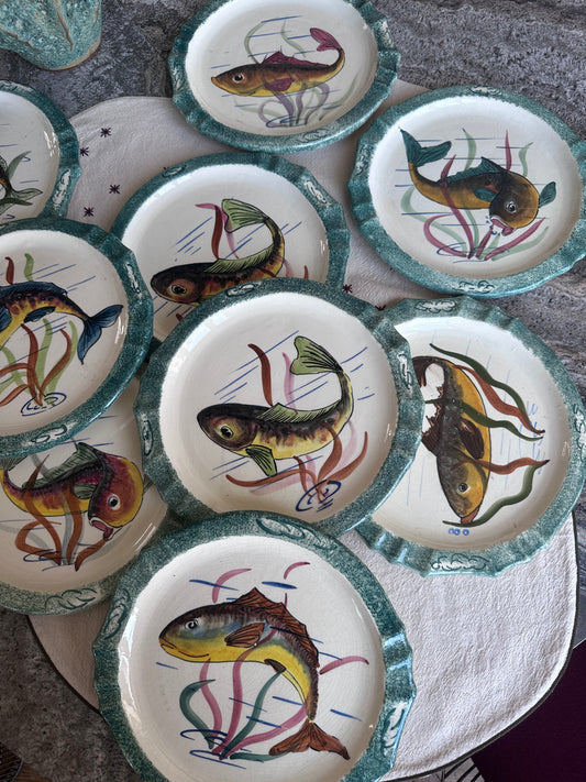ASSIETTES VALLAURIS MOTIF POISSONS